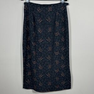 Karen Scott Vintage Floral Autumn Cottagecore Side Slit Midi Skirt Women Size 14